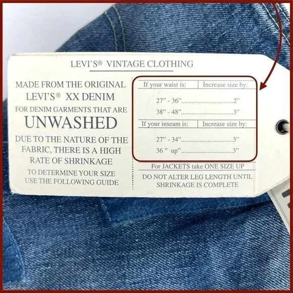Levi’s 501z Jeans 1954 Vintage Clothing Selvedge Men’s Jeans Size 36x32* New NWT